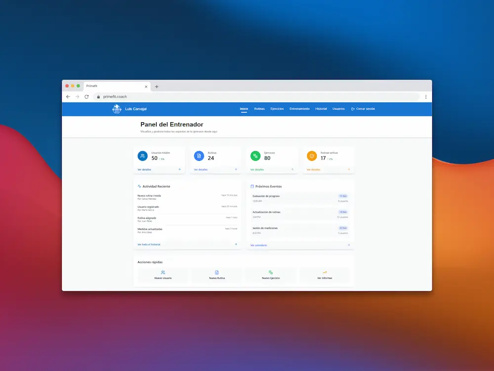 Dashboard Principal PrimeFit