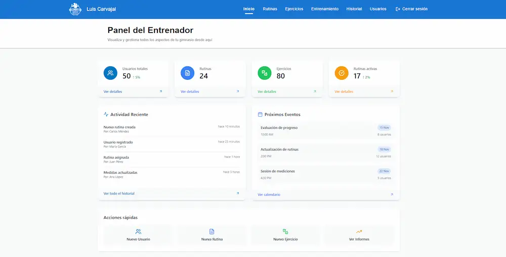 Interfaz intuitiva de PrimeFit
